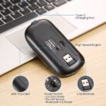 Mouse wireless Ewent - Ricevitore USB-A da 2,4 GHz - Bluetooth 5.1 - Ricaricabile - Luci RGB - 4 pulsanti - Batteria al litio da 500 mAh - Colore nero - immagine 4