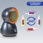 Lettore di codici a barre da tavolo Ewent - 1D 2D QR - Mani libere - Resistente alle cadute - Plug and Play - Colore nero/arancione - immagine 2
