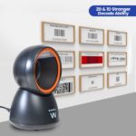 Lettore di codici a barre da tavolo Ewent - 1D 2D QR - Mani libere - Resistente alle cadute - Plug and Play - Colore nero/arancione - immagine 4