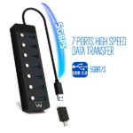 Ewent Hub USB 7 in 1 - Alimentazione esterna - Interruttori individuali - Adattatore USB-C incluso - Cavo da 1,2 m - Colore nero - immagine 5