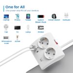 Ewent Ciabatta da tavolo a 5 prese - 2x Schuko 16A - 2x USB-A - 1x USB-C - Interruttore On/Off - Cavo da 1,5 m - Colore bianco - immagine 5