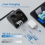 Ewent Ciabatta da tavolo a 5 prese - 2x Schuko 16A - 2x USB-A - 1x USB-C - Interruttore On/Off - Cavo da 1,5 m - Colore nero - immagine 4