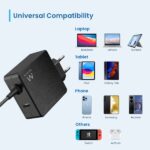Ewent Caricatore da parete USB-C da 65 W - Power Delivery - USB-A Extra - Cavo da 1,5 m - Protezione elettrica - Colore nero - immagine 5
