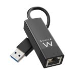 Ewent Convertitore adattatore di rete RJ45 a USB-A - Gigabit 10/100/1000Mbps - Cavo da 15 cm - Supporta WOL - Colore nero - immagine 2