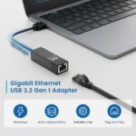 Ewent Convertitore adattatore di rete RJ45 a USB-A - Gigabit 10/100/1000Mbps - Cavo da 15 cm - Supporta WOL - Colore nero - immagine 3