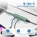 Ewent Hub USB-C 5 in 1 - 1x RJ45 - 1x HDMI 4K - 1x USB-C - 2x USB-A - fino a 1000Mbps - Colore verde pastello - immagine 4