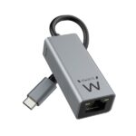 Ewent Convertitore Adattatore di rete RJ45 a USB-C - Gigabit 10/100/1000Mbps - Cavo da 15 cm - Colore alluminio - immagine 2