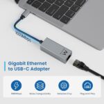 Ewent Convertitore Adattatore di rete RJ45 a USB-C - Gigabit 10/100/1000Mbps - Cavo da 15 cm - Colore alluminio - immagine 3