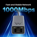 Ewent Convertitore Adattatore di rete RJ45 a USB-C - Gigabit 10/100/1000Mbps - Cavo da 15 cm - Colore alluminio - immagine 4