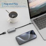 Ewent Convertitore Adattatore di rete RJ45 a USB-C - Gigabit 10/100/1000Mbps - Cavo da 15 cm - Colore alluminio - immagine 5