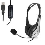 Cuffie stereo USB Ewent - Microfono integrato - Cavo intrecciato in nylon da 2 m - Colore nero/grigio - immagine 2