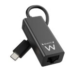 Ewent Convertitore Adattatore di rete RJ45 a USB-C - Gigabit 10/100/1000Mbps - Cavo da 15 cm - Colore nero - immagine 2