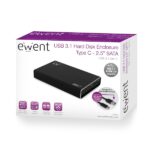 Ewent Custodia esterna per HDD/SSD - USB-C 3.2 Gen2 - Alluminio - SSD/HDD da 2,5" - Colore nero - immagine 5