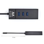 Ewent Hub USB-C 4 in 1 - 3x USB-A - 1x RJ45 - fino a 1000Mbps - Cavo da 15cm - Colore Nero - immagine 3