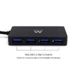 Hub USB 4 in 1 Ewent - Alimentazione esterna - USB 3.2 Gen1 - Cavo da 52,5 cm - Colore nero - immagine 3