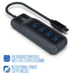 Ewent Hub USB-C 4 in 1 - 4x USB-A femmina - Indicatore LED - Cavo da 30 cm - Colore nero - immagine 2