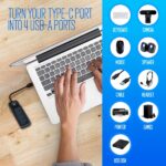 Ewent Hub USB-C 4 in 1 - 4x USB-A femmina - Indicatore LED - Cavo da 30 cm - Colore nero - immagine 3