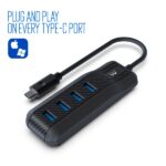 Ewent Hub USB-C 4 in 1 - 4x USB-A femmina - Indicatore LED - Cavo da 30 cm - Colore nero - immagine 4