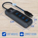 Ewent Hub USB-C 4 in 1 - 4x USB-A femmina - Indicatore LED - Cavo da 30 cm - Colore nero - immagine 5