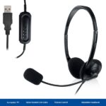 Cuffie stereo USB Ewent - Microfono integrato - Cavo da 2,1 m - Colore nero - immagine 3
