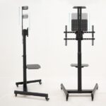 Tooq Cometa Supporto da pavimento per TV da 37 a 70" - Vassoio multiuso - Peso max. 50 kg - Altezza, inclinazione e rotazione regolabili - Ruote - Colore nero - immagine 4