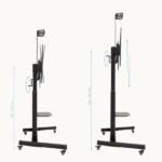Tooq Aquiles Supporto da pavimento per schermi interattivi/TV da 60 a 100" - Vassoio multiuso - Peso max. 120 kg - Altezza e inclinazione regolabili - Sollevamento con manovella - Ruote - Colore nero - immagine 3