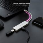 Nanocavo Hub USB 3.0 4xUSB3.0. USB-A/M-USB 3.0/H - Alluminio - 18 cm - Colore grigio - immagine 4