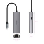 Nanocavo Adattatore di rete USB-C a Ethernet Gigabit 10/100/1000 Mbps - USB-C 100W - Alluminio - 18 cm - Colore grigio - immagine 2