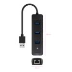 Nanocavo Adattatore di rete USB 3.0 a Ethernet Gigabit 10/100/1000 Mbps - Hub 3xUSB-A 3.0 - 15 cm - Colore nero - immagine 2