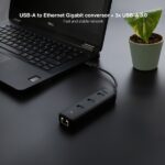 Nanocavo Adattatore di rete USB 3.0 a Ethernet Gigabit 10/100/1000 Mbps - Hub 3xUSB-A 3.0 - 15 cm - Colore nero - immagine 3