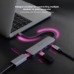 Nanocavo HUB USB-C 5 in 1 - Convertitore USB-C 3.1 a 3 x USB-A 3.0 + USB-C PD 100W + HDMI - Alluminio - 18 cm - Colore grigio - immagine 4