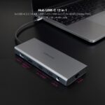 Nanocavo HUB USB-C 12 in 1 - Convertitore USB-C 3.1 a 3 x USB-A 3.2 + 3 x USB-C 3.2 + USB-C PD 100W + 2 x HDMI 4K@60Hz + DP 4K@60Hz + RJ45 + TF + SD + Jack audio 3,5 - Alluminio - 18 cm - Colore grigio - immagine 3