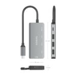 Hub USB-C 3.1 Aisens - USB-C PD 100W/USB-C/3xUSB-A 2.0 - 15 cm - Colore grigio - immagine 4