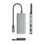 Hub USB-C 3.1 Aisens - USB-C PD 100 W/2xUSB-C/2xUSB-A 2.0 - 15 cm - Colore grigio - immagine 4