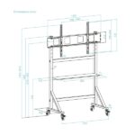 Tooq Optimus Supporto da pavimento per schermi interattivi/TV da 60 a 105" - Vassoio multiuso - Peso max. 120 kg - Altezza regolabile - Ruote - Colore nero - immagine 5