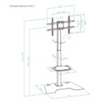 Tooq Minos Supporto da pavimento per schermi da 37-70" - Vassoio inferiore multiuso - Altezza, rotazione e inclinazione regolabili - Gestione dei cavi - Peso massimo 70 kg - VESA max 200x200 - Colore nero - immagine 5
