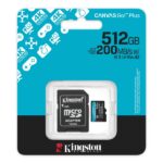 Kingston Scheda Micro SDXC 512GB UHS-I U3 V30 Classe 10 200MB/s Canvas Go Plus con adattatore - immagine 3