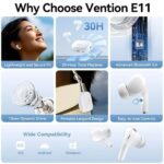Vention Echo Lite E11 Auricolari Bluetooth 5.4 con custodia di ricarica - True Wireless - 6 ore di autonomia - Colore bianco - immagine 3