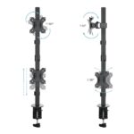 Tooq Supporto da tavolo per 2 monitor verticali da 13"-32" - Girevole e inclinabile - Peso max 8 kg x braccio - VESA 100x100 mm - immagine 2