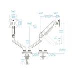 Tooq Supporto da tavolo con bracci articolati per 2 monitor da 13"-34" - Girevole e inclinabile - Pistone a gas - Peso massimo 10 kg per braccio - VESA 100x100 mm - Colore bianco - immagine 5