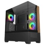 Cooler Master Elite 690 Wood Case Mid Tower ATX/MicroATX/Mini-ITX - 3 ventole RGB da 120 mm - Vista panoramica - Doppia camera - 2xUSB-A - 1xUSB-C - 434x218x454 mm - Colore nero - immagine 3