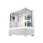 Cooler Master Elite 690 Wood Case Mid Tower ATX/MicroATX/Mini-ITX - 3 ventole RGB da 120 mm - Vista panoramica - Doppia camera - 2xUSB-A - 1xUSB-C - 434x218x454 mm - Colore bianco - immagine 3