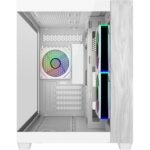 Cooler Master Elite 481 Wood Case minitower - 3 ventole RGB da 120 mm - Vista panoramica - Supporto MicroATX/Mini-ITX - Doppia camera - Audio - 2xUSB-A - 1xUSB-C - 420x285x370 mm - Colore bianco - immagine 2