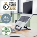 Leitz Supporto per laptop fino a 17" - Realizzato in alluminio - Ultrapiatto con design SlimLift - 5 regolazioni di altezza - Colore grigio scuro - immagine 4