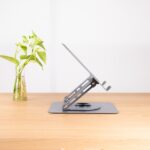 Tooq PH-DAFNE-G Supporto da tavolo per laptop - Da 11" a 17" - Acciaio - Rotazione 360° - Pieghevole e portatile - Stabile e antiscivolo - Regolabile - Colore grigio scuro - immagine 3