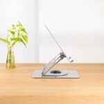 Tooq PH-DAFNE-S Supporto da tavolo per laptop - Da 11" a 17" - Acciaio - Rotazione 360° - Pieghevole e portatile - Stabile e antiscivolo - Regolabile - Colore argento - immagine 3