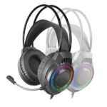 Mars Gaming MH124 Cuffie da gioco - Cavo da 180 cm - Controllo del volume - Microfono flessibile integrato - Illuminazione FRGB - Colore nero - immagine 2