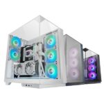 Mars Gaming MC-3GFW Case Tower ATX - 2 ventole ARGB posteriori preinstallate - Triplo vetro temperato - Montaggio verticale per schede grafiche - Supporto per raffreddamento a liquido fino a 360 mm - 420 x 289 x 460 mm - Colore bianco - immagine 2
