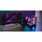 Mars Gaming MC-VISIONM Minitorre ultracompatta - Supporto per raffreddamento a liquido fino a 240 mm - Triplo vetro temperato - Supporto MicroATX/Mini-ITX - 5 slot di espansione - 350 x 277 x 329 mm - Colore nero - immagine 2