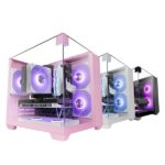 Mars Gaming MC-VISIONM Minitorre ultracompatta - Supporto per raffreddamento a liquido fino a 240 mm - Triplo vetro temperato - Supporto MicroATX/Mini-ITX - 5 slot di espansione - 350x277x329 mm - Colore rosa - immagine 2